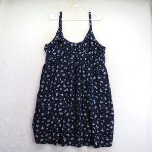 Torrid‎ Dress Womens 4XL Navy Blue Floral Sleeveless Mini Tank 100% Rayon Summer